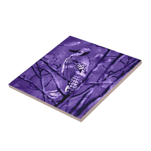 Marmeren Tegel met Blue Jay Bird Abstract Art Desi Tegeltje (Zijkant)