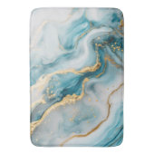 Marmeren textuur blauw blauwgroen gouden badmat (Voorkant Verticaal)
