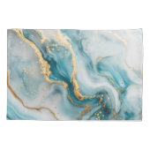 Marmeren textuur blauw blauwgroen gouden Kussenslo Kussensloop (Achterkant)