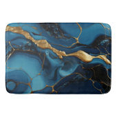 Marmeren textuur blauw goud badmat (Voorkant)