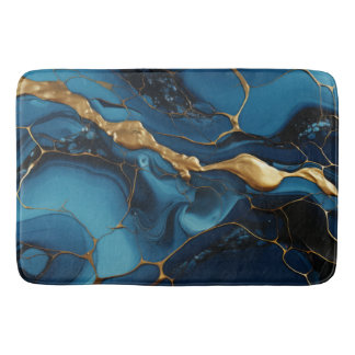 Marmeren textuur blauw goud badmat