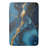 Marmeren textuur blauw goud badmat (Voorkant Verticaal)