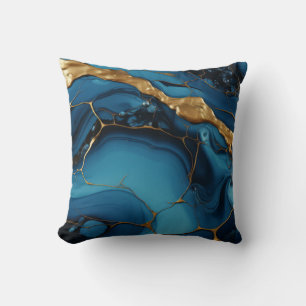 Marmeren textuur blauw goud Sierkussen