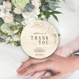 Marmeren textuur Bloemen Kant Moslim Huwelijksguns Ronde Sticker