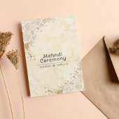 Marmeren textuur Bloemen Kant Moslim Mehndi Ceremo Kaart