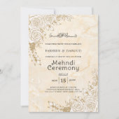 Marmeren textuur Bloemen Kant Moslim Mehndi Ceremo Kaart (Voorkant)