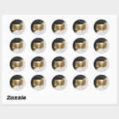 Marmeren Textuur en Goud Ronde Sticker (Vel)