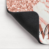 Marmeren textuur en Roos Glitter Muismat (Hoek)