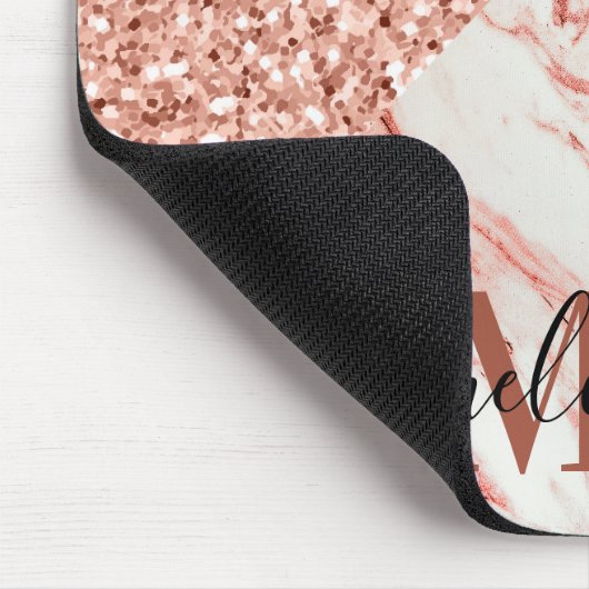 Marmeren textuur en Roos Glitter Muismat (Hoek)