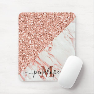 Marmeren textuur en Roos Glitter Muismat