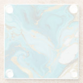 Marmeren textuur Turquoise en Goud Zilver Glazen Onderzetter (Achterkant)