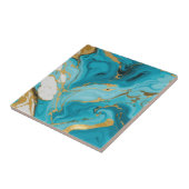 Marmeren textuur Turquoise en Goud Zilver Tegeltje (Zijkant)