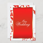 Marmeren uitnodiging in helderrood, goud en wit (Achterkant)