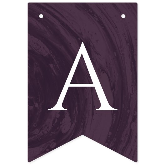 Marmeren verlovingsfeest decoratie slinger - Paars Vlaggetjes (Derde vlag)