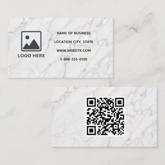 Marmeren Visitekaartje met QR-code Sjabloon (Voorkant / Achterkant)