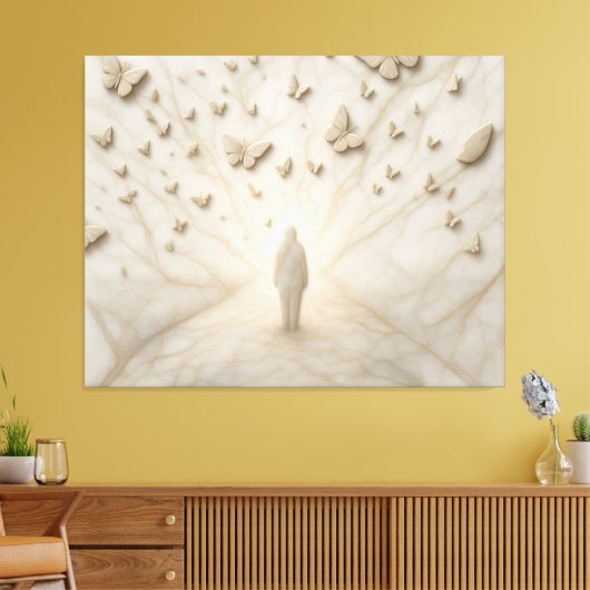 Marmeren vlindervlindernis 3D-effect kunstprint Canvas Afdruk (Insitu (Woonkamer))