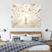 Marmeren vlindervlindernis 3D-effect kunstprint Canvas Afdruk (Insitu (Slaapkamer))