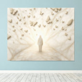 Marmeren vlindervlindernis 3D-effect kunstprint Canvas Afdruk (Insitu (Houten vloer))