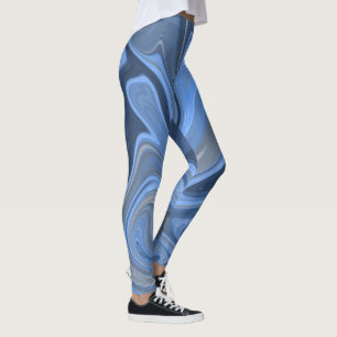 Marmeren vloeibare blauwe marinepatroonleggingen leggings