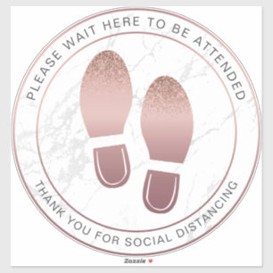 Marmeren vloermarkering met roze goud voor sociale sticker