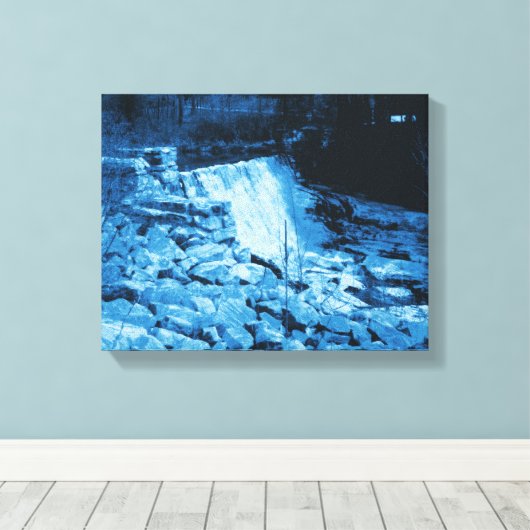 Marmeren waterdam Abstract blauw Canvas Afdruk (Insitu (Houten vloer))