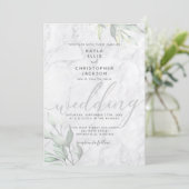 Marmeren Waterverf Bloemenkalligrafie Bruiloft Kaart (Staand voorkant)