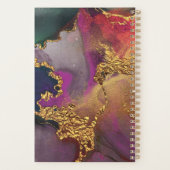 Marmeren waterverf goud paarse blauw groen script planner (Achterkant)