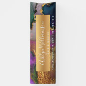 Marmeren waterverf goud paarse groen blauw modern spandoek (Verticaal)