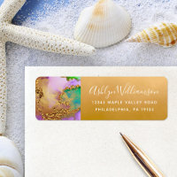 Marmeren waterverf gouden paarse turquoise adres