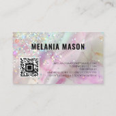 Marmeren Waterverf Holografische Glitter QR Code N Visitekaartje (Achterkant)