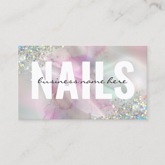 Marmeren Waterverf Holografische Glitter QR Code N Visitekaartje (Voorkant)