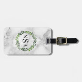 Marmeren waterverf krans monogram bagagelabel (Voorkant horizontaal)