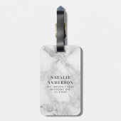 Marmeren waterverf krans monogram bagagelabel (Achterkant verticaal)