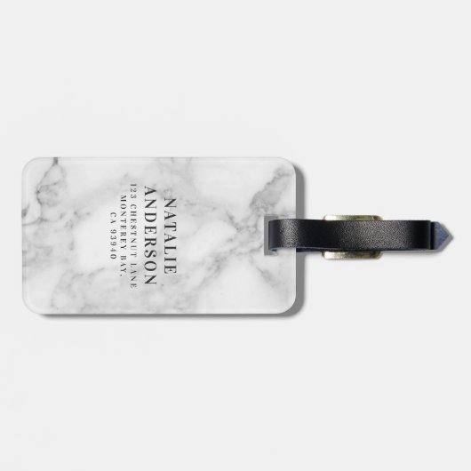 Marmeren waterverf krans monogram bagagelabel (Achterkant horizontaal)