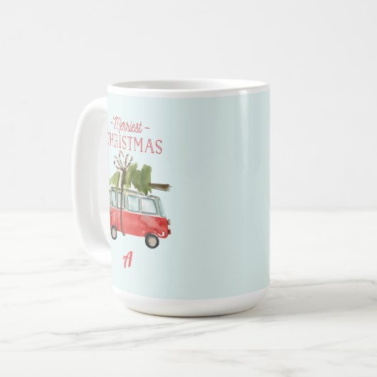 Marmeren waterverf krans monogram koffiemok (Voorkant links)