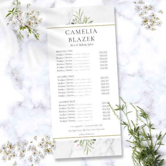 Marmeren waterverf salongroene Service Menu