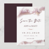 Marmeren Waterverf Save the Date in dieprood (Voorkant / Achterkant)
