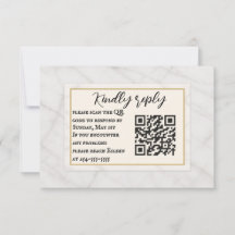Marmeren Whisper QR Code Huwelijks RSVP Kaart