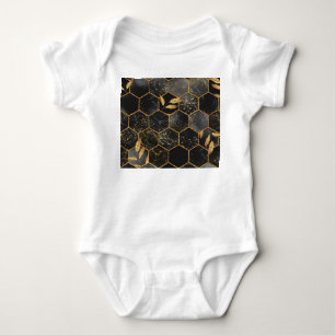 Marmeren zeshoek, gouden bladeren textuur. romper