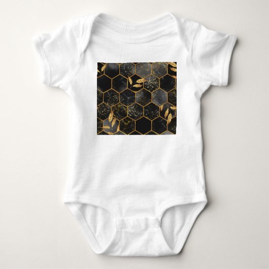 Marmeren zeshoek, gouden bladeren textuur. romper (Voorkant)