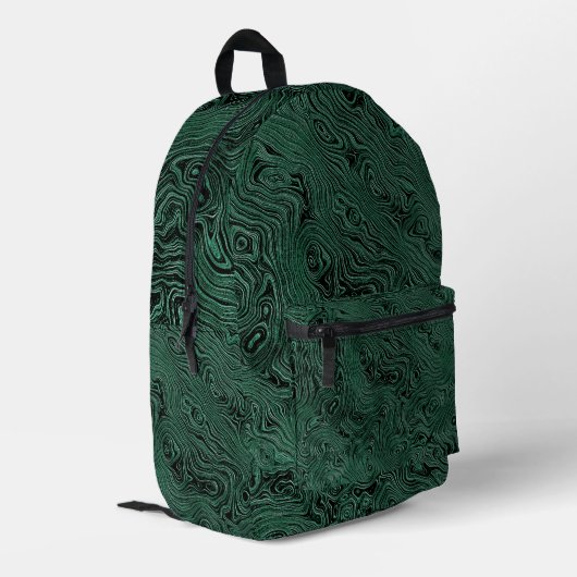 Marmeren Zijde Moire Patroon in Forestgroen Bedrukte Rugzak (Achterkant Hoek Links)