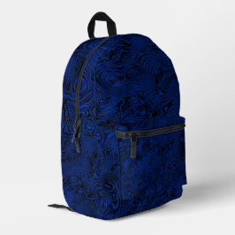 Marmeren Zijde Moire Patroon in Rijke Blauwe Tint Bedrukte Rugzak
