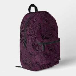 Marmeren Zijde Moire Patroon in Rijke Maroon Bedrukte Rugzak