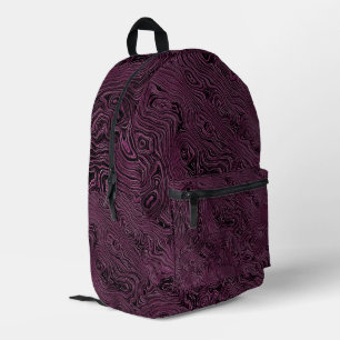 Marmeren Zijde Moire Patroon in Rijke Maroon Bedrukte Rugzak