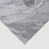 Marmeren Zilver Glitter Glam Monogram Letter Initi Tissuepapier (Detail)