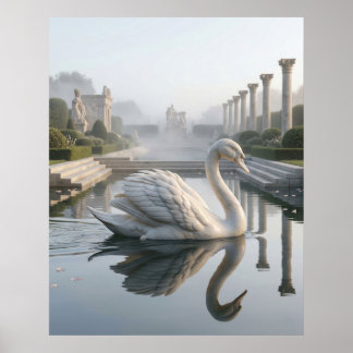 Marmeren Zwaan Stille Meer Poster
