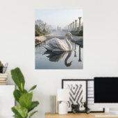 Marmeren Zwaan Stille Meer Poster (Thuiskantoor)
