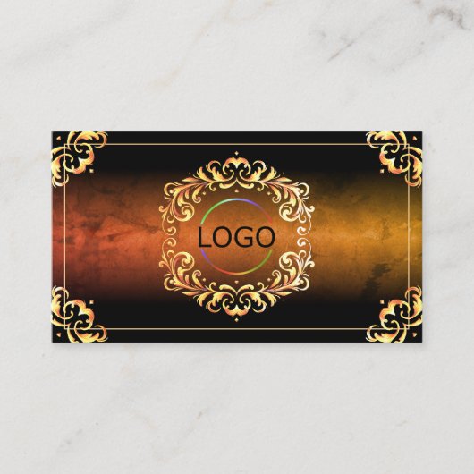 Marmeren zwart en goud decor met Logo Luxury Visitekaartje (Voorkant)