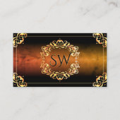 Marmeren zwart en goud decor met Monogram Luxe Visitekaartje (Voorkant)