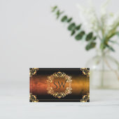 Marmeren zwart en goud decor met Monogram Luxe Visitekaartje (Staand voorkant)
